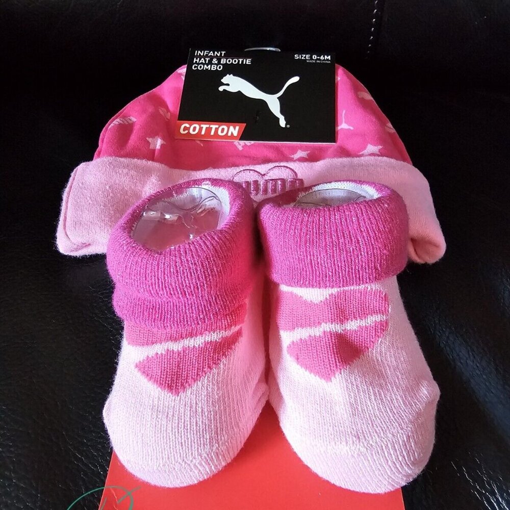 NWT Puma Heartbreaker Pink beanie/ bootie Set 0-6months - Picture 7 of 7